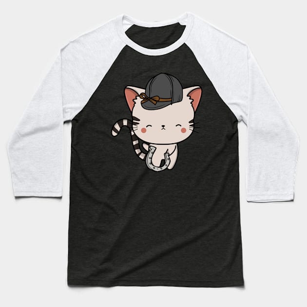 Funny tabby cat is ready to ride a horse Baseball T-Shirt by Pet Station